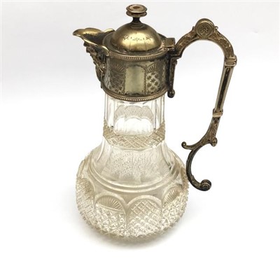 Lot 2313 - A Victorian cut glass claret jug, the epns...