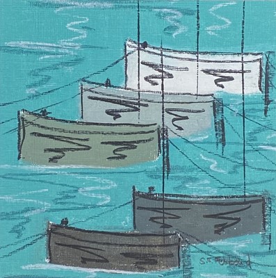 Lot 190 - Stephen FELSTEAD (1957) Five Boats, Porthleven...