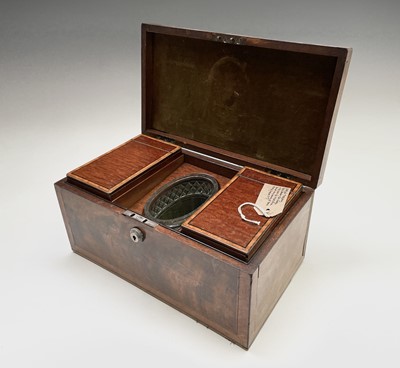Lot 65 - A George III mahogany and satinwood banded tea...