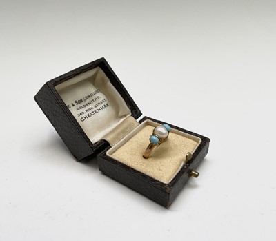 Lot 363 - A 9ct gold pearl and turquoise ring Chester...