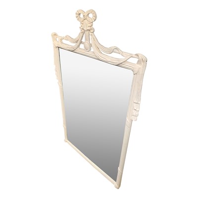 Lot 3337 - A white painted metal framed wall mirror, swag...