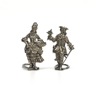 Lot 2124 - A pair cast silver place name stands in the...
