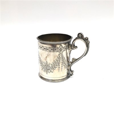 Lot 2136 - An engraved Victorian silver christening mug,...