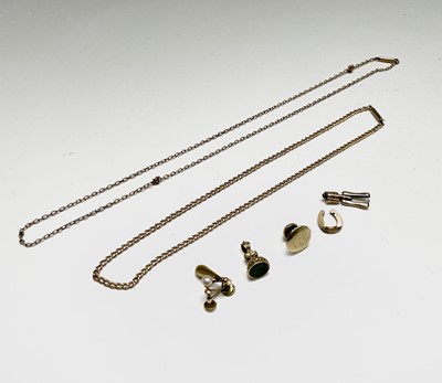 Lot 160 - Two gold (electronic test suggests 9ct) chains...
