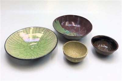 Lot 1042 - A John Dunn studio raku bowl, diameter 28cm,...