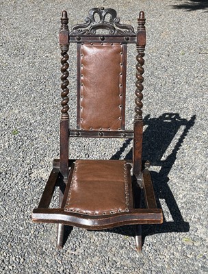 Lot 543 - A Victorian carved oak folding chair, height...