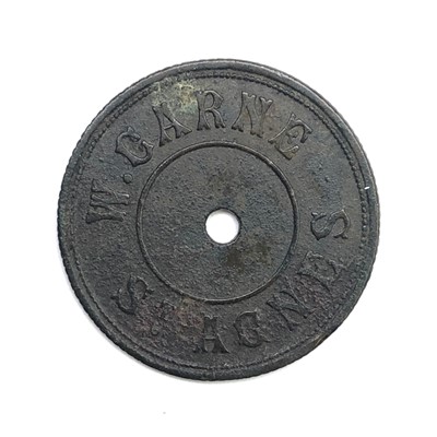 Lot 2682 - A St Agnes sack token named W. Carne, central...