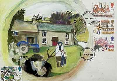 Lot 121 - Gill WATKISS (1938) Cornish Farm Gouache...