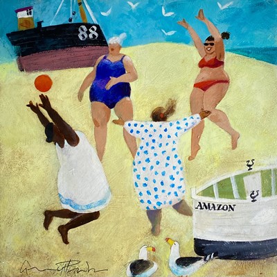 Lot 183 - Gerry PLUMB (1942) Beach Birds Oil on board...