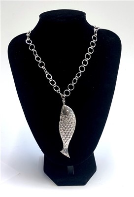 Lot 2715 - A Joseph E ''Red'' Simpson silver fish pendant...