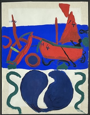Lot 79 - Roger HILTON (1911-1975) At Sea Gouache Signed...