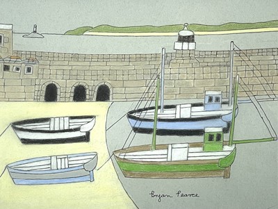 Lot 39 - Bryan PEARCE (1929-2006) Four Boats - St Ives...