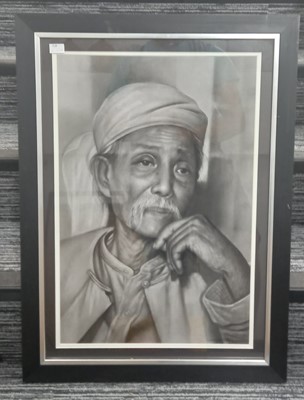 Lot 399 - A charcoal drawing of Thakin Kodaw Hmaing,...