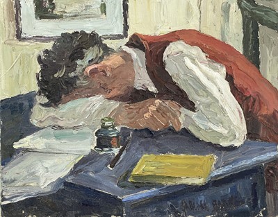 Lot 11 - Garlick BARNES (1891-1987) Man Asleep at his...