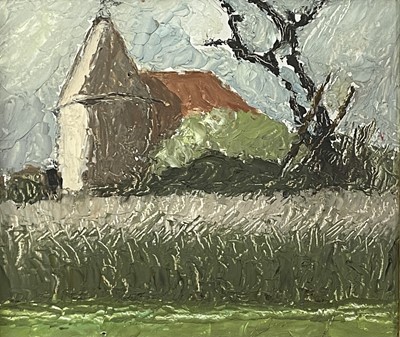 Lot 21 - Garlick BARNES (1891-1987) Barn Oil on board...