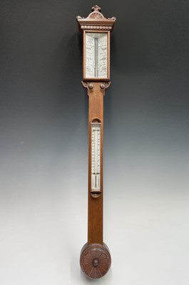 Lot 2902 - A Victorian walnut stick barometer, by J Hicks,...