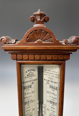 Lot 2902 - A Victorian walnut stick barometer, by J Hicks,...