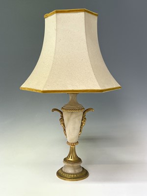Lot 27 - An ornate alabaster table lamp, early 20th...