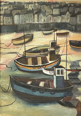 Lot 418 - Low Tide Harbour Oil on board 70 x 49cm