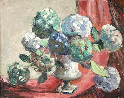 Lot 304 - Edna D. BRIDGE (XX) Hydrangeas, Newlyn Oil on...
