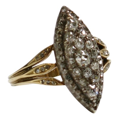 Lot 2806 - A late Victorian yellow gold marquise form...