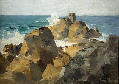 Lot 246 - Julius OLSSON (1864-1942) Breakers on the...