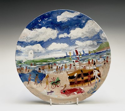 Lot 40 - Simeon STAFFORD (1956) On the Beach - St Ives...