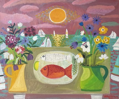 Lot 399 - Alan FURNEAUX (1953) Pink Sky Over a Cornish...