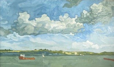 Lot 265 - Francis HEWLETT (1930-2012) Red Coaster Oil on...