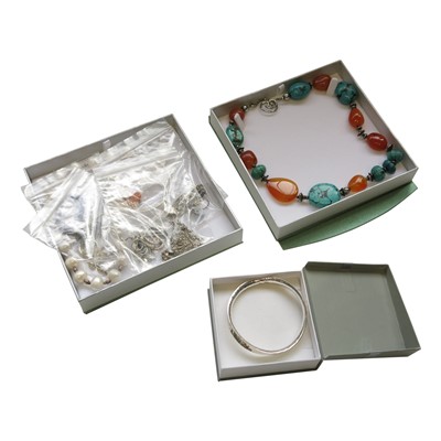 Lot 2466 - Two contemporary silver mounted necklaces by...