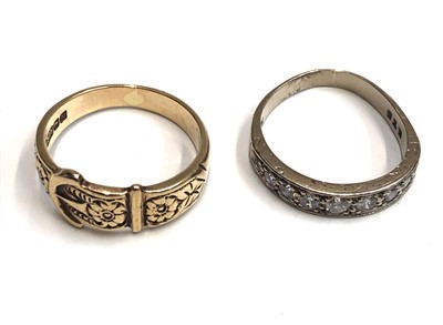 Lot 2467 - An 18ct white gold ring, hoop set with nine...