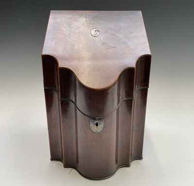 Lot 28 - A George III mahogany slope front knife box,...