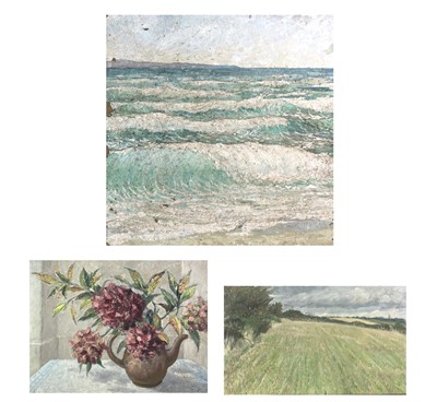 Lot 1031 - Alec WILES (1924) Waves Oil on board Signed 40....