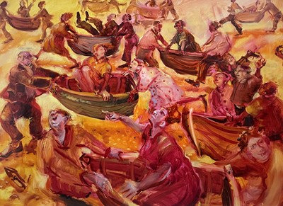 Lot 335 - Nicola BEALING (1963) The Boat Race Oil on...