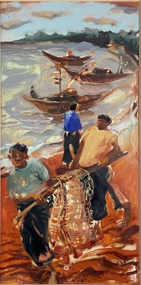Lot 416 - Nicola BEALING (1963) Two Fishermen - North...