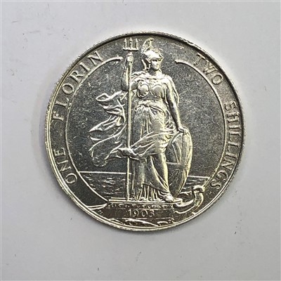 Lot 2669 - A scarce Edward Vll florin, 1903, uncirculated.