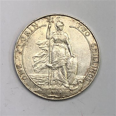 Lot 2670 - A very scarce Edward Vll florin, 1908, almost...