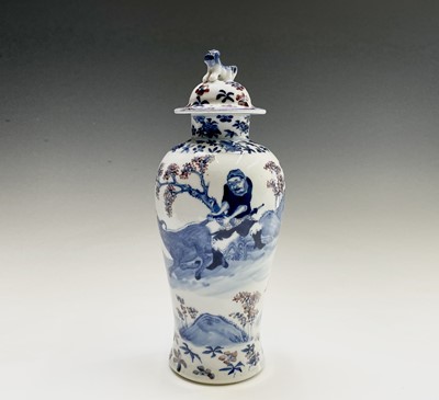 Lot 43 - A Chinese porcelain baluster vase and cover,...