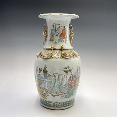Lot 52 - A Chinese famille verte porcelain baluster...