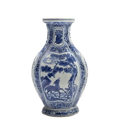 Lot 1 - A Chinese porcelain blue and white vase, six...