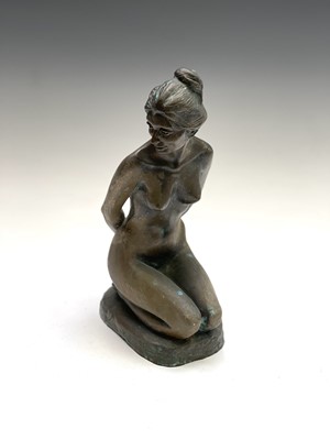 Lot 1073 - Alec WILES (1924) Kneeling Nude Bronzed resin...
