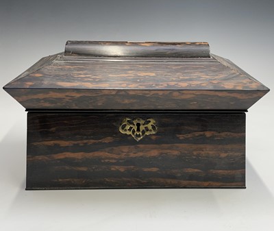 Lot 34 - An early Victorian coromandel wood tea caddy,...
