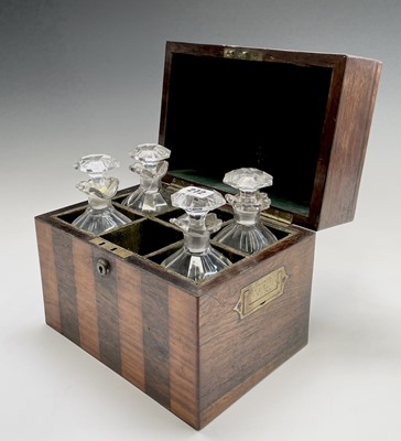 Lot 35 - A satinwood and rosewood banded decanter box,...
