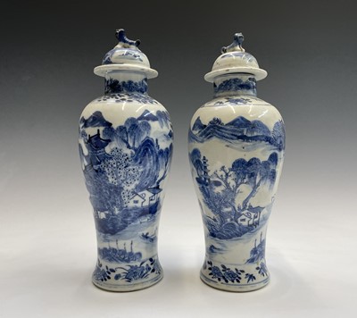 Lot 56 - A pair of Chinese porcelain blue and white...