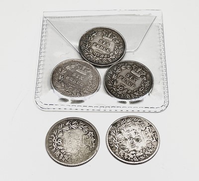 Lot 28L - Great Britain Silver 6d William IV (x5)...