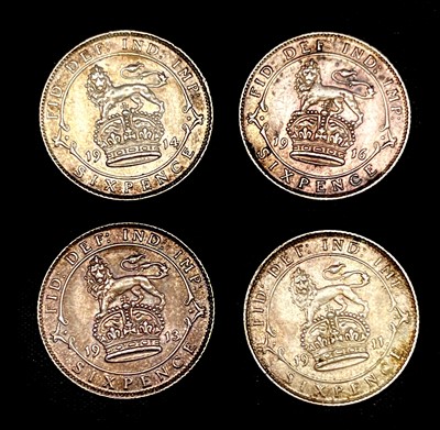 Lot 29B - Great Britain Silver 6d George V Pre 1920 -...