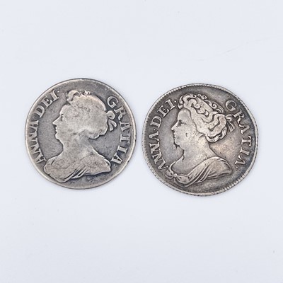Lot 32B - Queen Anne Shillings x 2. 1709 Plain F, 1713...