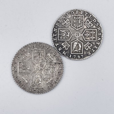 Lot 32H - George III Shillings x 2. 1787 EF with semee...