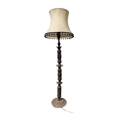 Lot 68 - A Chinese hardwood standard lamp, circa 1900,...