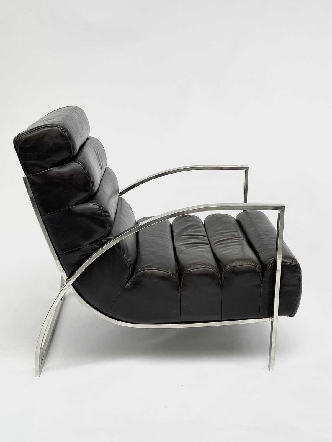 Lot 3041 - A contemporary leather and chrome open...